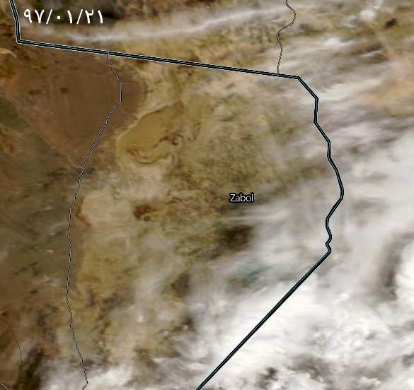 تصویر ماهواره ای از وضعیت تالاب بین المللی هامون بتاریخ 97/01/21