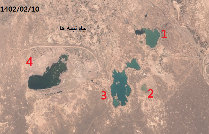 آخرین تصویر ماهواره ای از وضعیت آب ذخیره شده در چاه نیمه ها