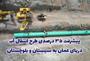 پیشرفت ۳۵ درصدی طرح انتقال آب دریای عمان به سیستان و بلوچستان